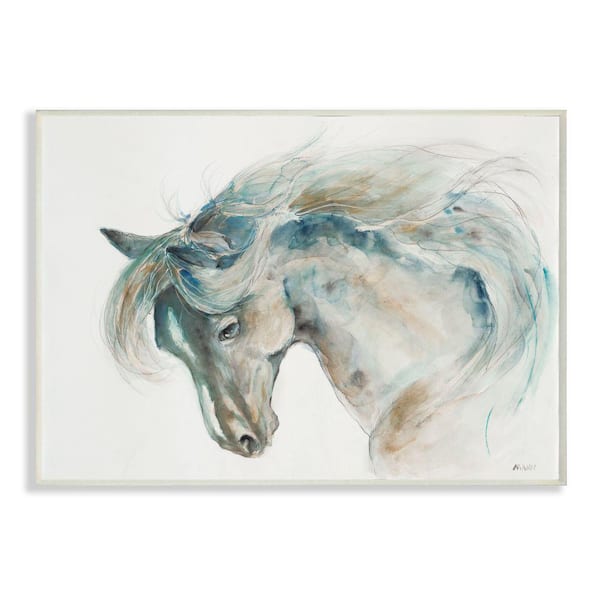 The Stupell Home Decor Collection "Minimalist Watercolor Horse Portrait Blue Beige" By Third And Wall Unframed Animal Wood Wall Art Print 10 In. X 15 In.-Ac-348_Wd_10X15 - The Home Depot