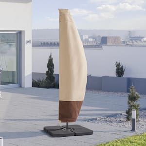 Fit for Cantilever Umbrella 9 ft. to 11 ft. Waterproof Outdoor Parasol Offset Umbrella Cover in Beige and Khaki