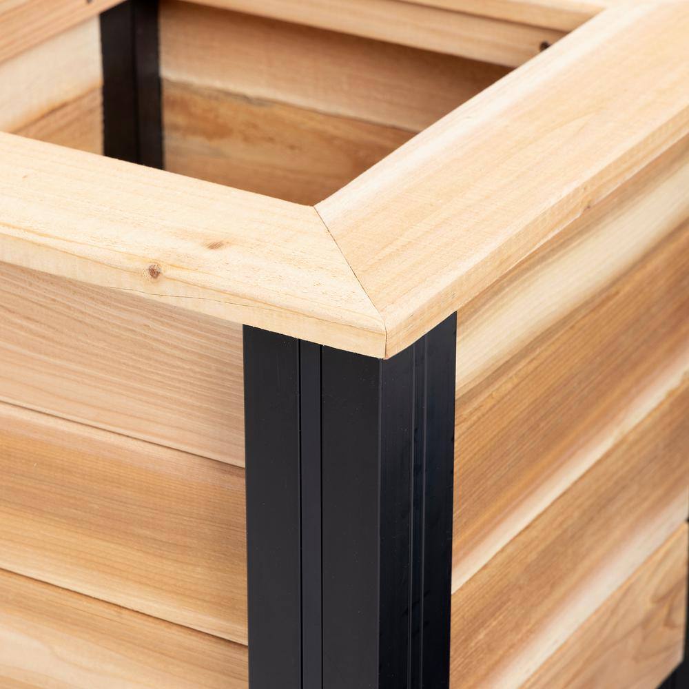 Medium Cedar and Vinyl Square Planter Box