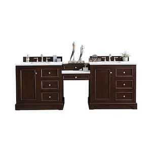 De Soto 96.5 in. W x 23.5 in.D x 36.3 in. H Double Bath Vanity in Burnished Mahogany with Quartz Top in Classic White