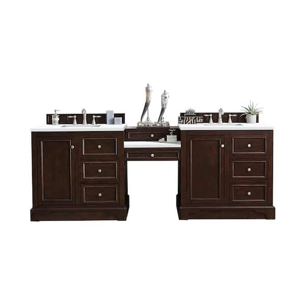 James Martin Vanities De Soto 94 In W Double Bath Vanity In Burnished Mahogany With Quartz Vanity Top In Classic White With White Basin 5 V94 Bnm Du Clw The Home Depot