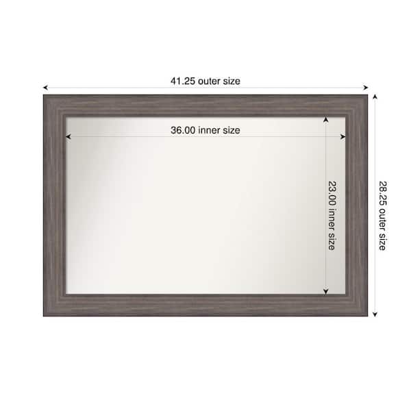 Amanti Art Country Barnwood 41.25 in. W. x 28.25 in. Custom Non-Beveled Wood Framed Bathroom Vanity Wall Mirror