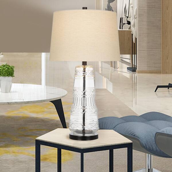 Cresswell 29 In Clear Glass Table Lamp, Home Depot Table Lamps For Living Room