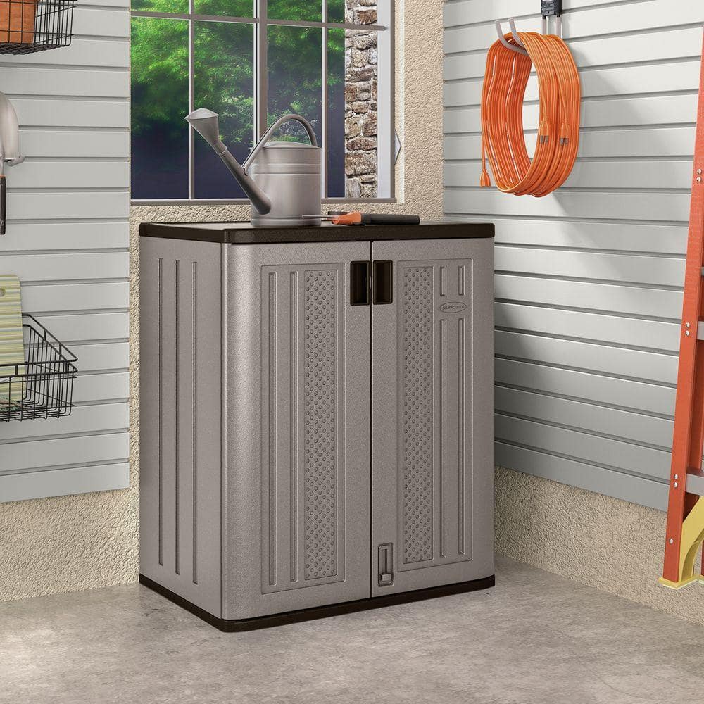 Gray Freestanding Lockable Resin Storage Cabinet with Adjustable Shelving