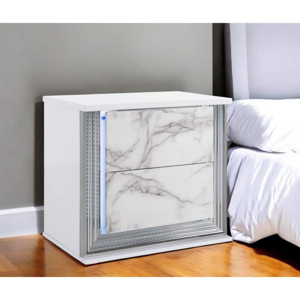 White 2 Drawer 27.17 in. Nightstand