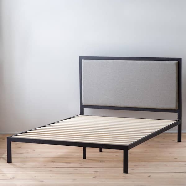 Brookside Mara Gray Stone California, King Size Platform Bed Frame With Upholstered Headboard