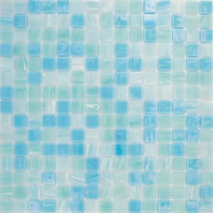 Mingles 12 in. x 12 in. Glossy Baby Blue Glass Mosaic Wall and Floor Tile (20 sq. ft./case) (20-pack)