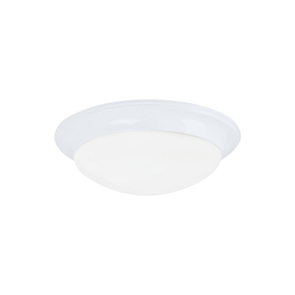 Nash Contemporary White Steel Flush Mount with Satin Etched Glass Shade