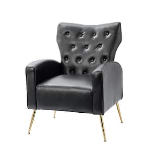Actaeon Black Accent Armchair with Button Tufted Back