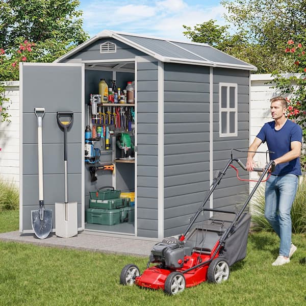 Lofka 6 x 4 ft. Gray Resin Storage Shed-Outdoor Plastic Shed with