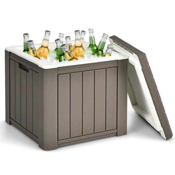 3-In-1 10 Gal. Patio Ice Cube Cooler Box Table Stool Storage H-D0102HAPIV7  - The Home Depot