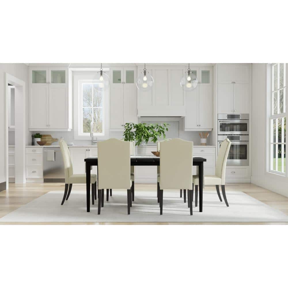 Espresso Wood Upholstered Linen Parsons Side Chair