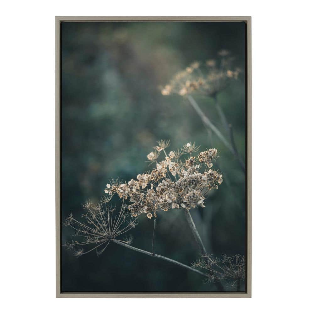 Autumn Plant Close-Up Gray Canvas Print with Polystyrene Frame