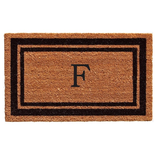 Black Border Door Mat 24 in. x 36 in. Monogram F Door Mat
