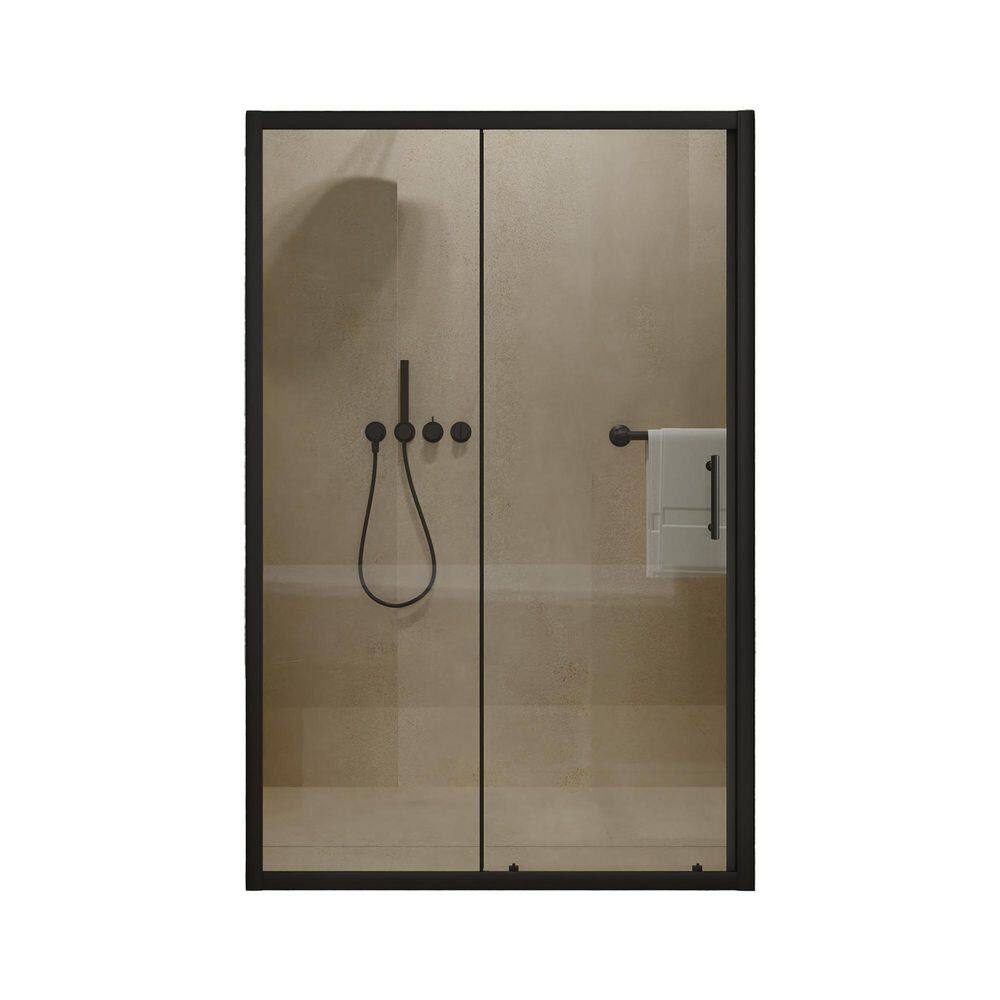 48 in. W x 72 in. H Single Sliding Framed Shower Door in Matt Black with Tempered Glass price history on PriceWatchPro