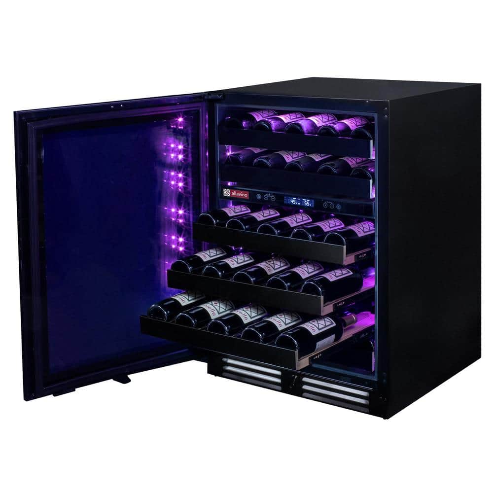 50 Bottle Dual Zone Black Stainless Steel Wine Refrigerator
