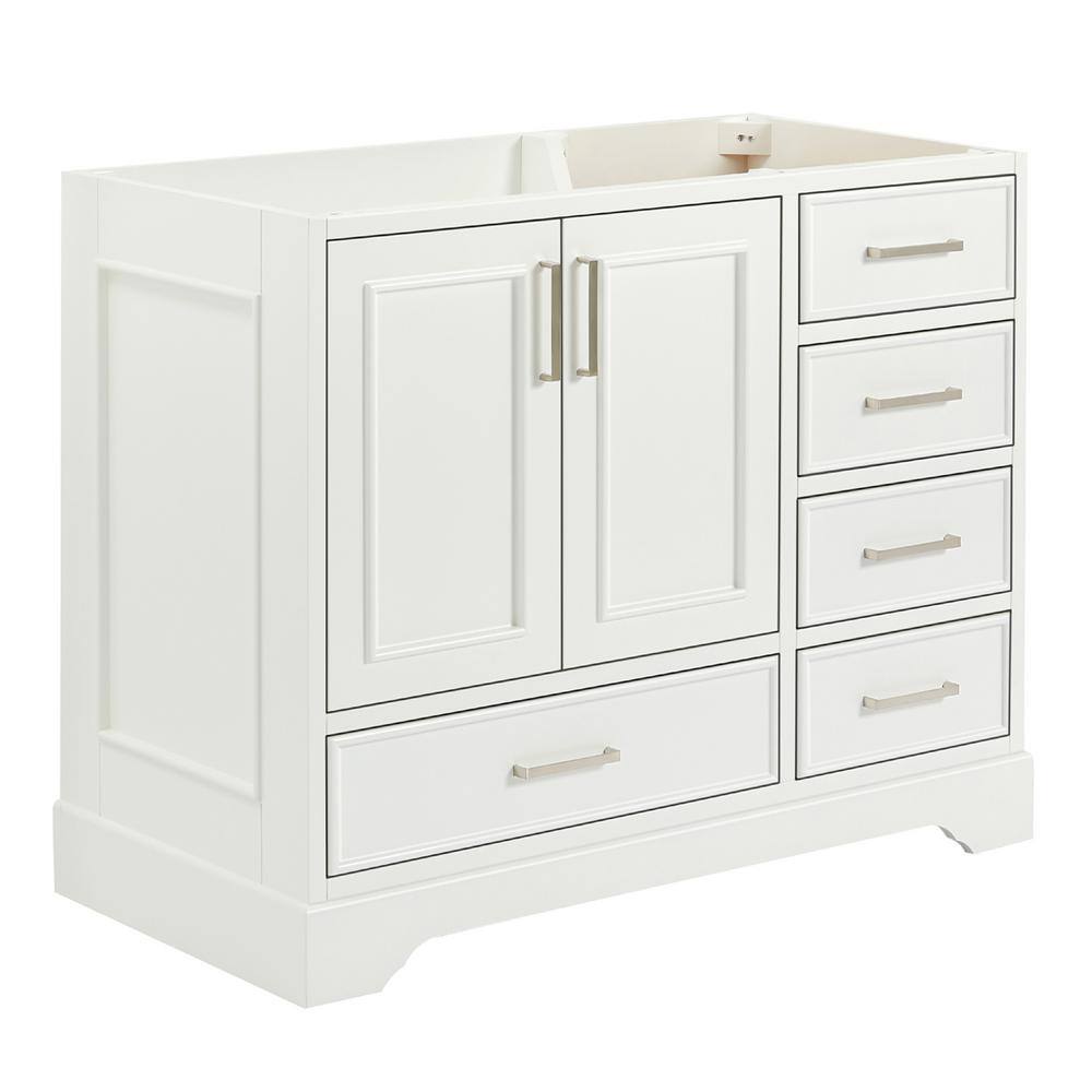Stafford White Solid Wood 42.75" Freestanding Bathroom Vanity Cabinet