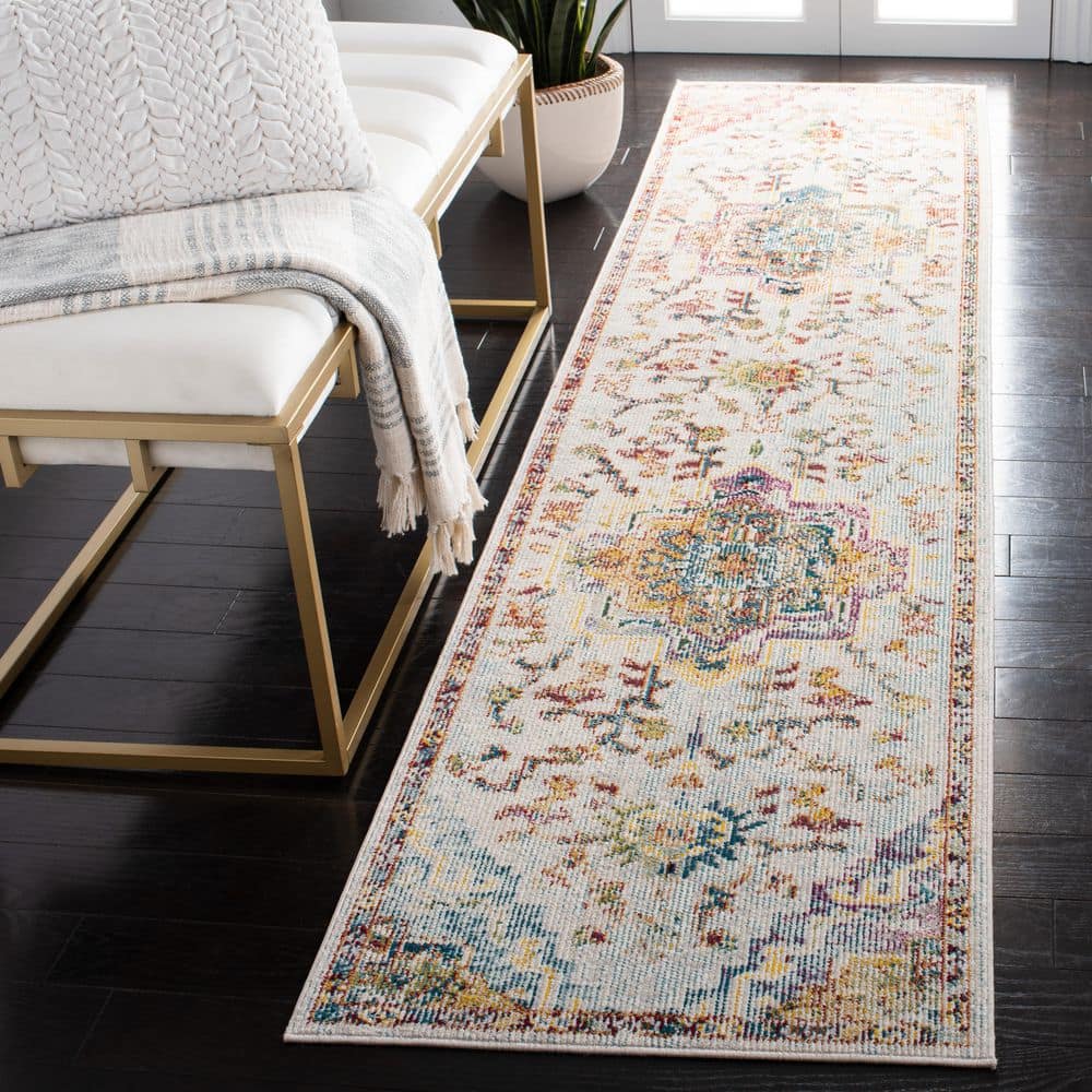 Crystal 2 ft. x 9 ft. Light Blue/Gray Distressed Border Runner Rug price history on PriceWatchPro