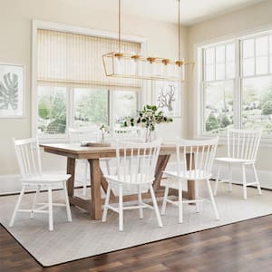 Winston White Windsor Dining Chair Farmhouse Wooden Spindle Back Dining Chair Side Chair for Dining Room Set of 6