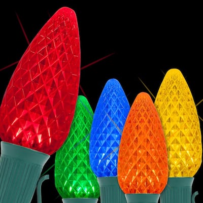 OptiCore 24 ft. 25-Light LED Multi-color Faceted C9 Twinkle String Light Set