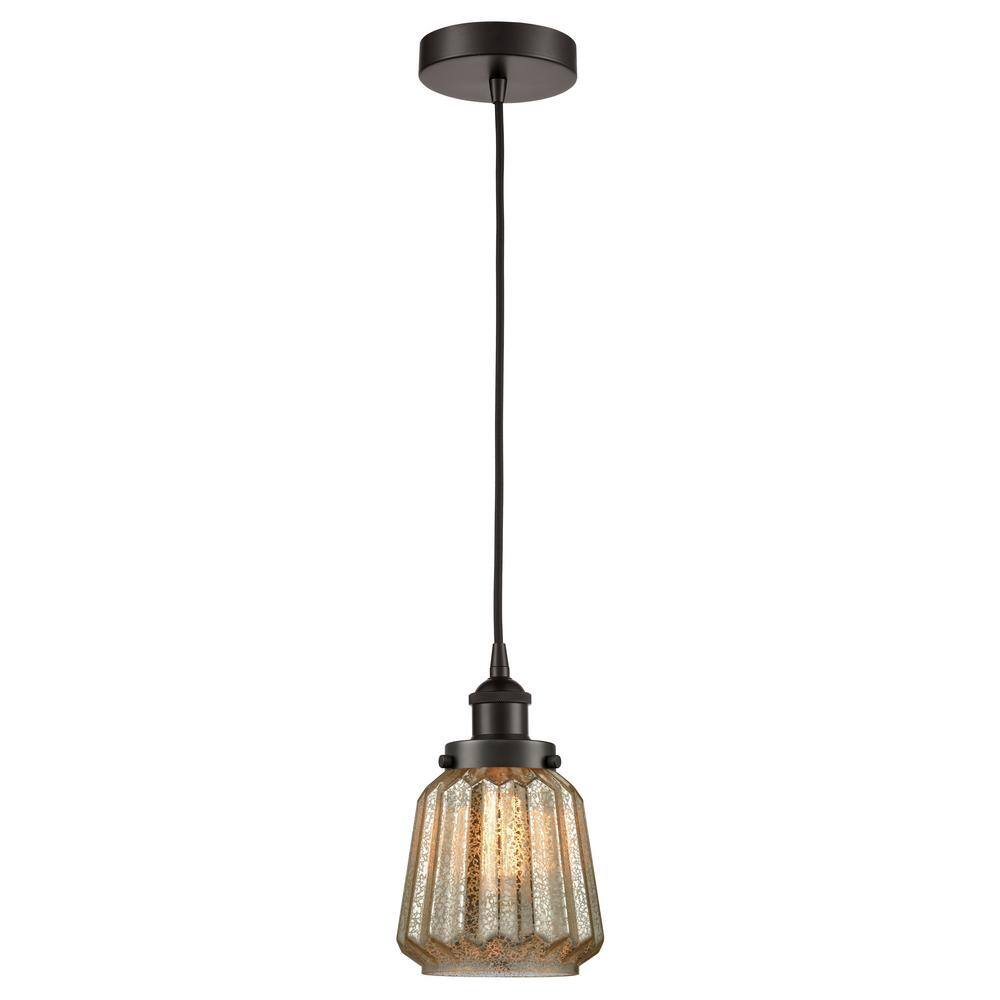 Chatham 60-Watt 1-Light Oil Rubbed Bronze Standard Mini Pendant Light with Painted Glass Shade, No Bulbs Included price history on PriceWatchPro