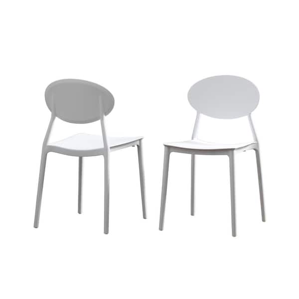 Unbranded White Polypropylene Outdoor Dining Chairs, (Set of 2)