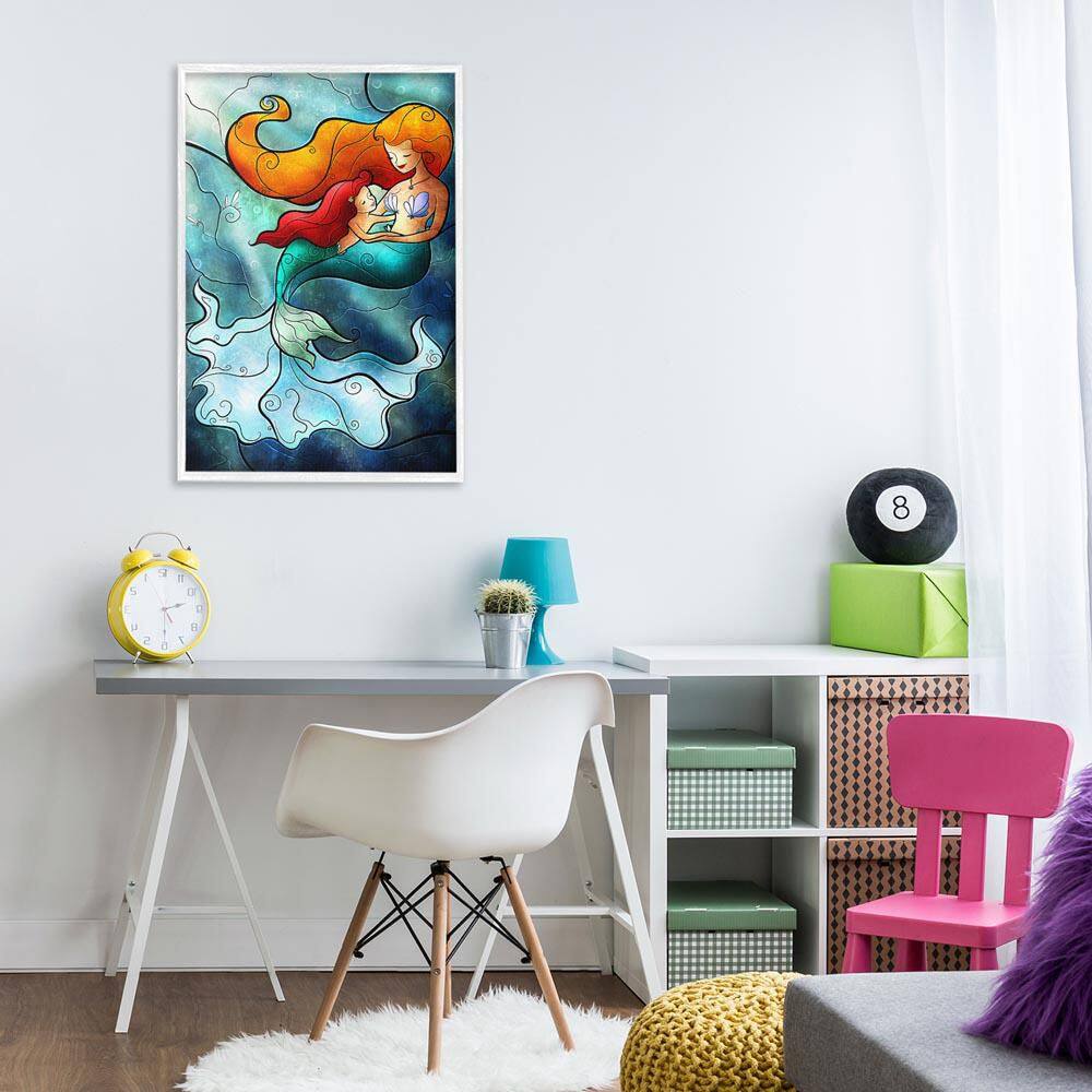 Mermaid and Child Stained Glass Style by Mandie Manzano White Framed Fantasy Giclee Art Print 30 in. x 20 in. price history on PriceWatchPro