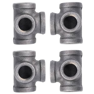 3/8 in. Black Malleable Iron FPT x FPT x FPT x FPT Side Outlet Tee Fitting (4-Pack)