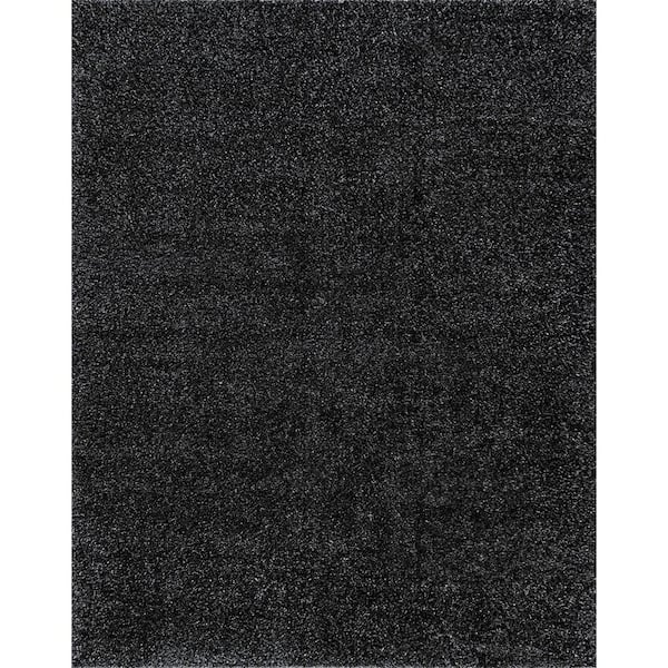 Tayse Rugs Soho Shag Solid Color Dark Gray 3 ft. x 5 ft. Indoor Area Rug