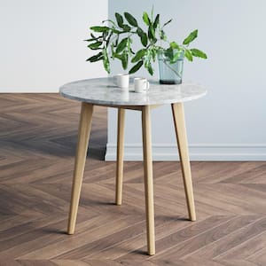 Amalia Light Brown/Tan Faux Marble-Laminate Round Bistro Dining Table