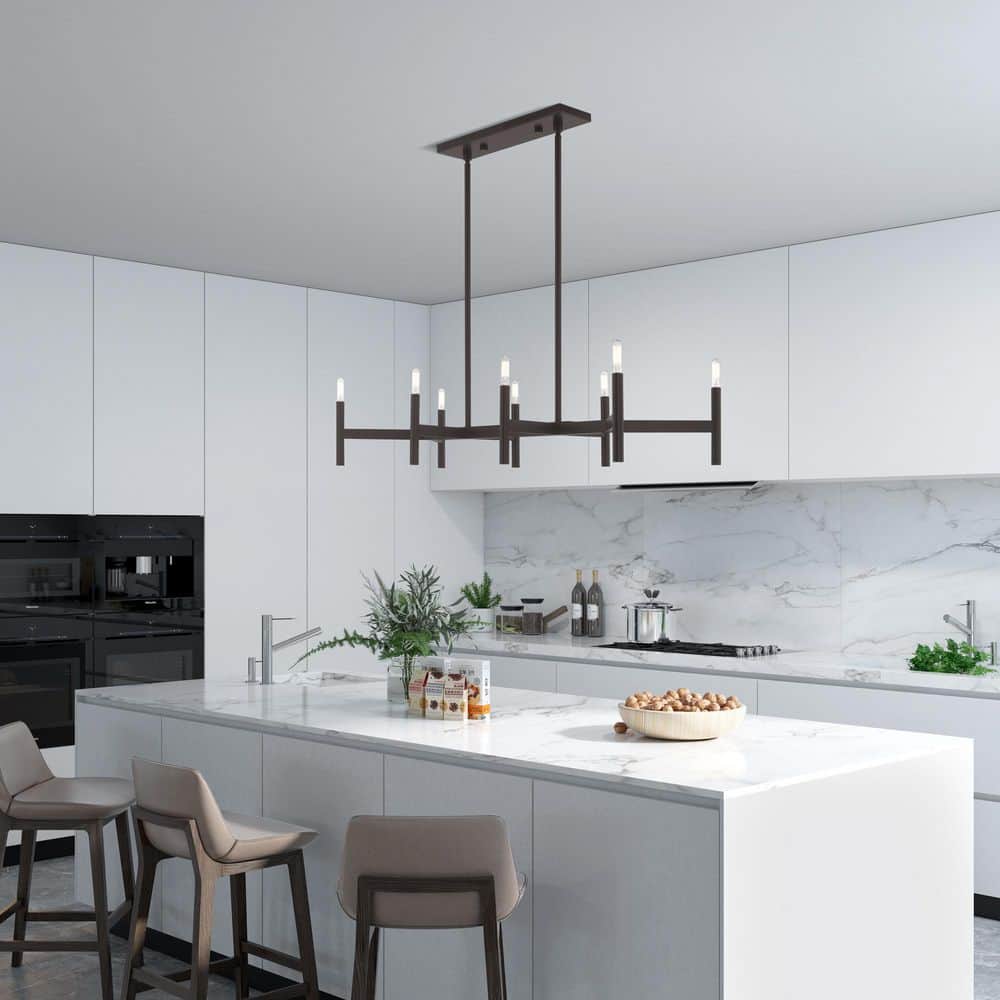 Copenhagen Bronze 8-Light Industrial Linear Chandelier
