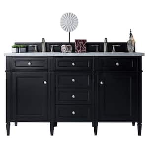 Brittany 60 in. W x 23.5 in.D x 34 in. H Double Bath Vanity in Black Onyx with Solid Surface Top in Arctic Fall