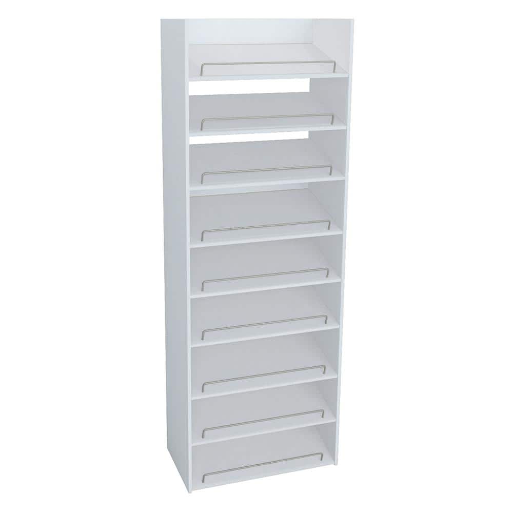 White Stackable 3-Shelf Wood Shoe Organizer