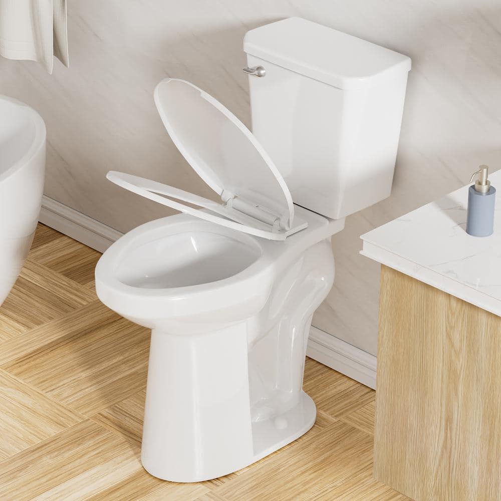 21 in. Toilet 2-Piece 1.28 GPF Single Flush Elongated and Heightened Toilet in White, High Toilets for Seniors -  Simple Project, HD-US-HT-140-03