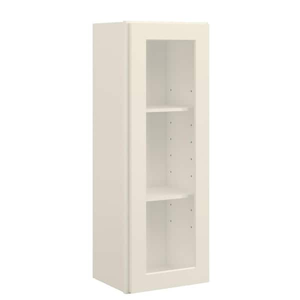 15 in. W x 12 in. D x 42 in. H in Antique White Plywood Ready to Assemble Wall Cabinets with Shelf without Glass