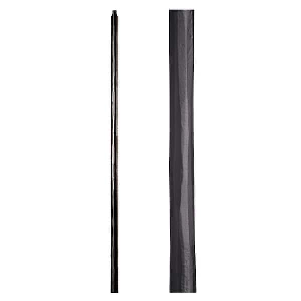HOUSE OF FORGINGS Satin Black 1.1.22 Plain Round 1 in. x 47 in. Iron Newel Support Post for Stair Remodeling