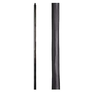 Satin Black 1.1.22 Plain Round 1 in. x 47 in. Iron Newel Support Post for Stair Remodeling