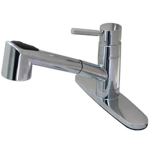 Wilshire Single-Handle Deck Mount Gooseneck Pull Out Sprayer Kitchen Faucet with Deck Plate Included in Polished Chrome