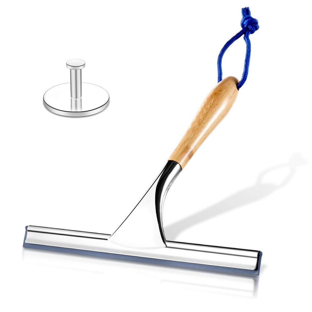 TOILETTREE Bamboo and Stainless Steel All Purpose Glass Squeegee and