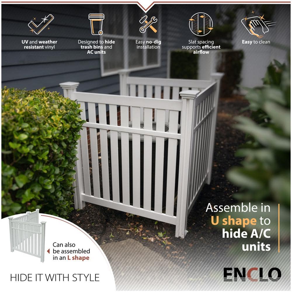 Hartford White Vinyl 4ft x 3.6ft No-Dig Privacy Screen Kit