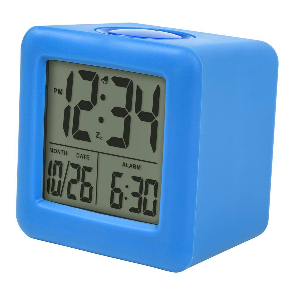 Blue Soft Cube LCD Alarm Clock with Smart Light