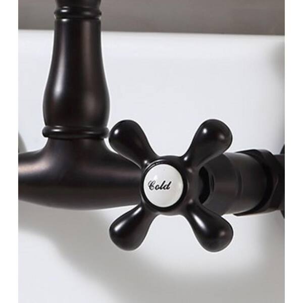 Bath Deck Mounted Oil Rubbed Bronze Clawfoot Tub Faucet With Hand Shower Etf512 