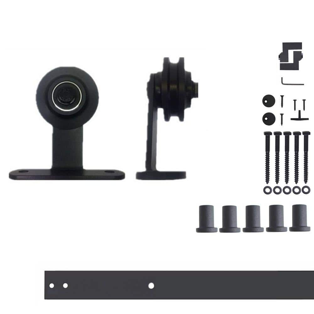 6 ft./72 in. Black Rustic Non-Bypass Sliding Barn Door Hardware Kit T-Shape Design Roller for Single Door price history on PriceWatchPro