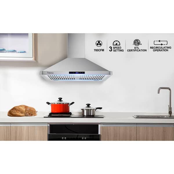 30 in. 700CFM Ducted Insert Range Hood in Sliver Stainless Steel 