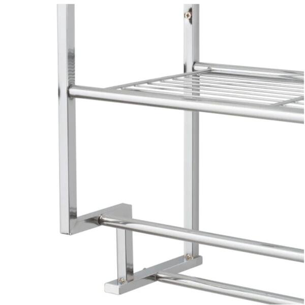 Home Basics 2 Tier Wall Mounting Chrome Plated Steel Bathroom