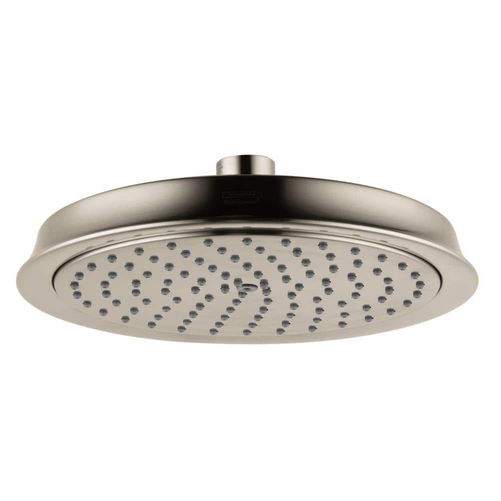 Raindance C 180 1-Spray Patterns with 2.5 GPM 8.375 in. Ceiling Mount Fixed Shower Head in Brushed Nickel -  Hansgrohe, 28421821