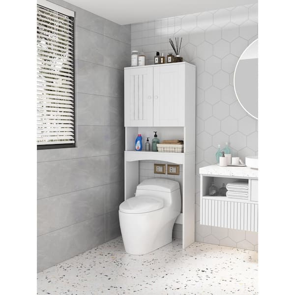 Kleankin Slim Bathroom Cabinet with Castor Wheels Storage