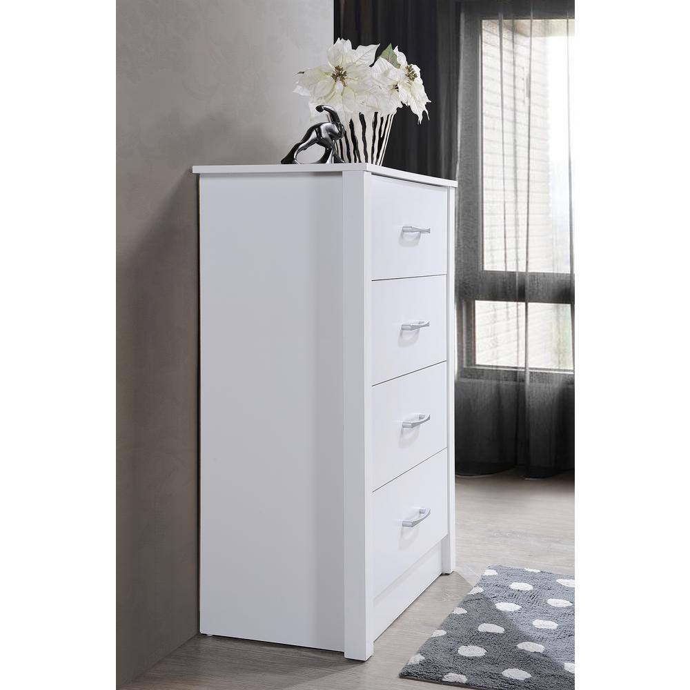 Sleek White 4-Drawer Chest with Soft Close and Roller System