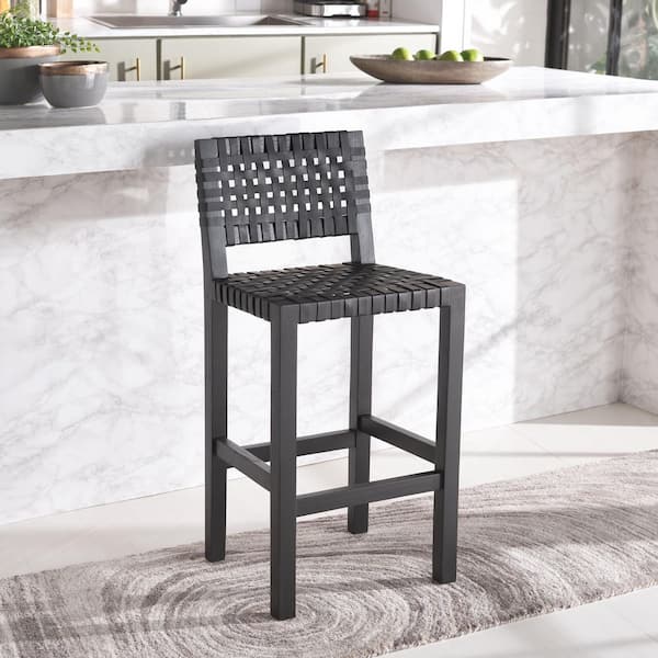 Sorrento Black Leather Bar Stool