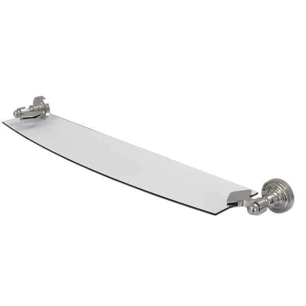Allied Brass Dottingham 24 in. L x 2-1/4 in. H x 5 in. W Clear Glass Bathroom Shelf in Satin Nickel